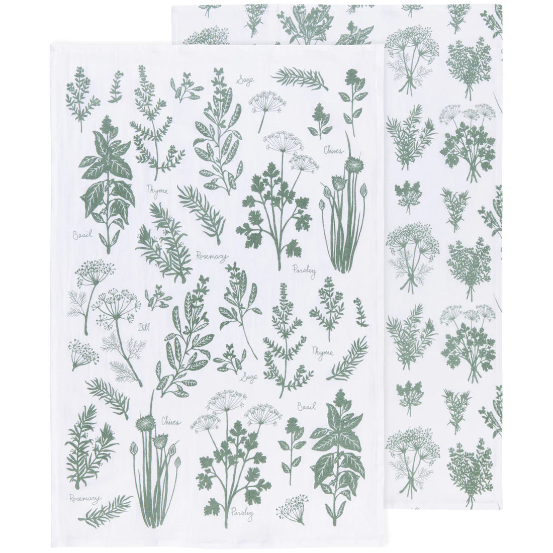 Now Designs by Danica Fresh Herbs Elm Green Floursack Dishtowels – Set of 2