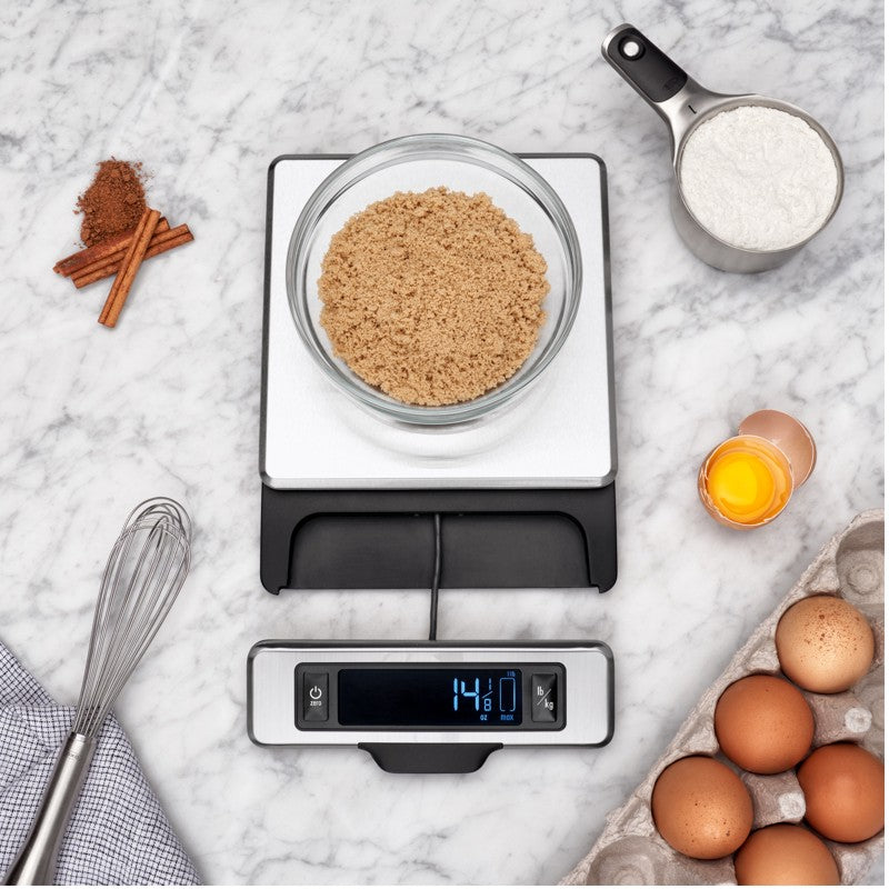 OXO Stainless Steel Food Scale Great for Larger bowls as display pulls out