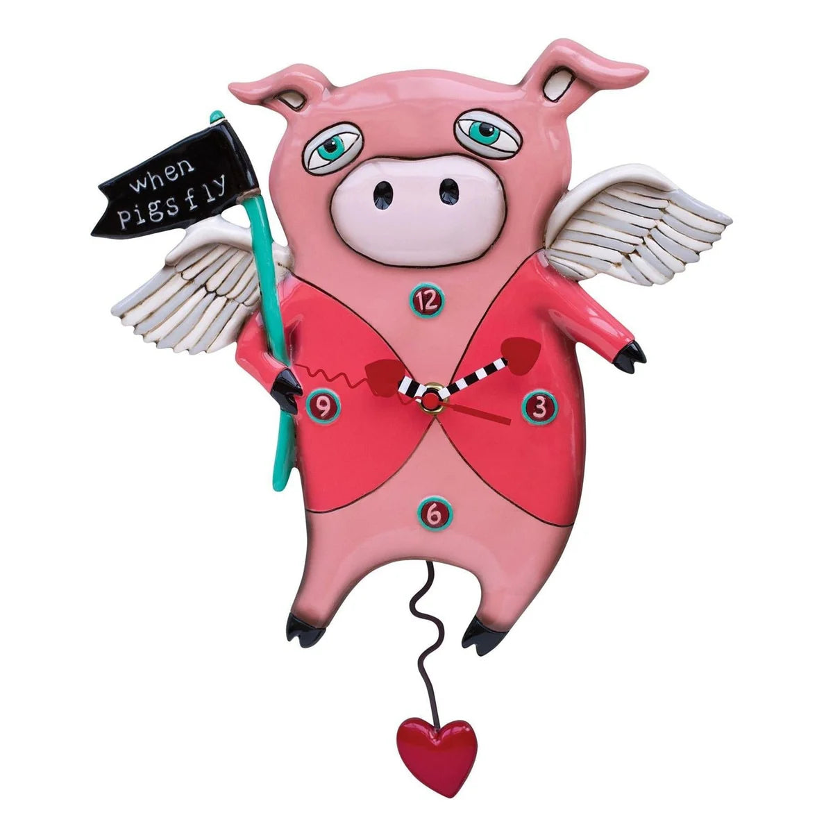 Allen Designs Flying Pig Wall Clock