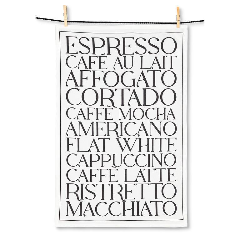 Coffee Types Text Kitchen Towel - Dishcloth - 18x28"