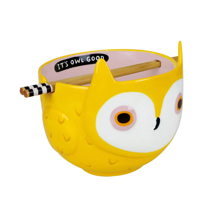Enesco Owl Ramen Bowl & Chopsticks