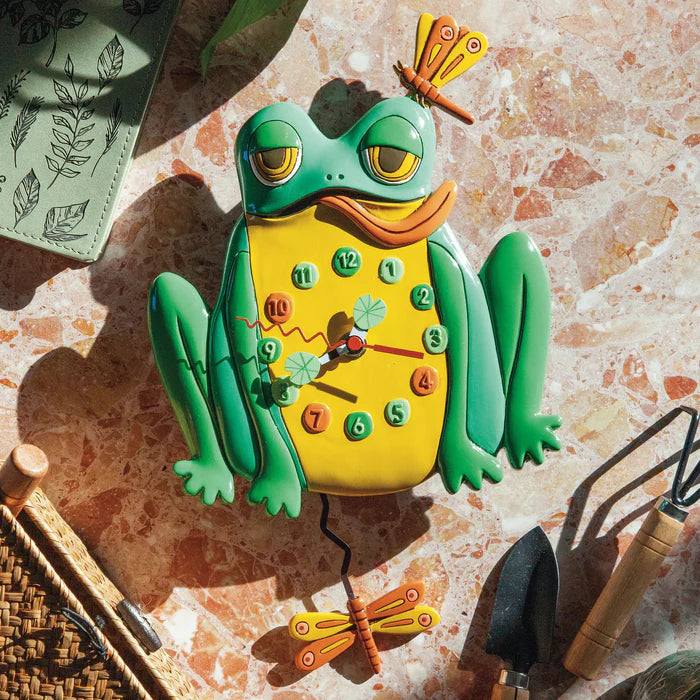 Enesco Hop To It Frog Wall Clock