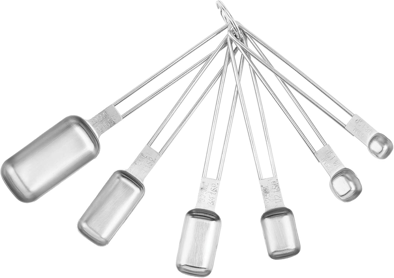 Fox Run Stainless Steel Rectangular Measuring Spoon Set – 6-Piece