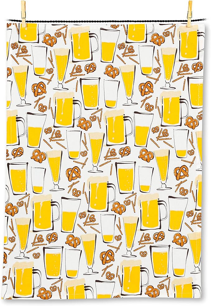 Beer & Pretzels Kitchen Towel - Dishcloth - 20x28"