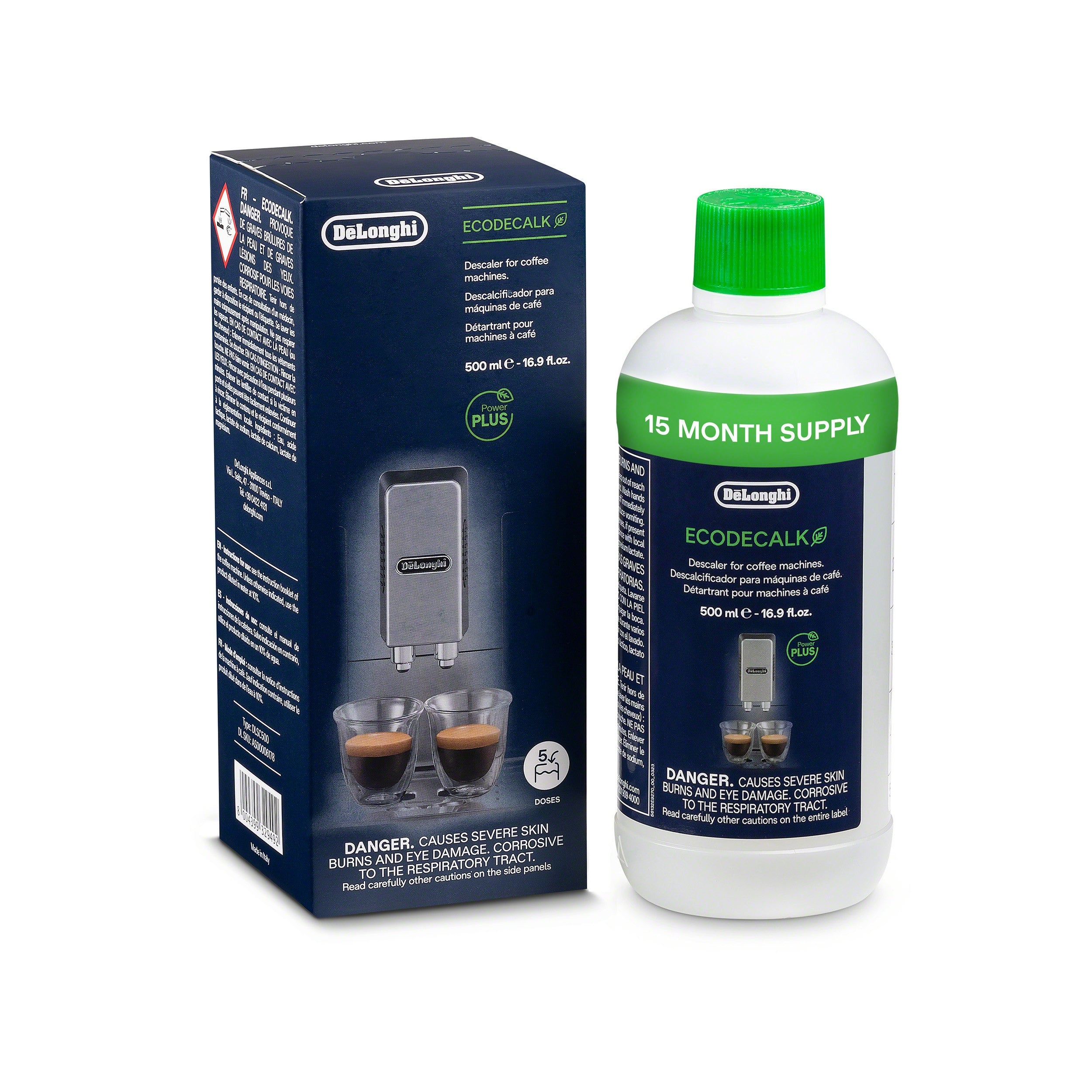 Détartrant Delonghi EcoDecalk pour machines à expresso et à café 500 ml DLSC500