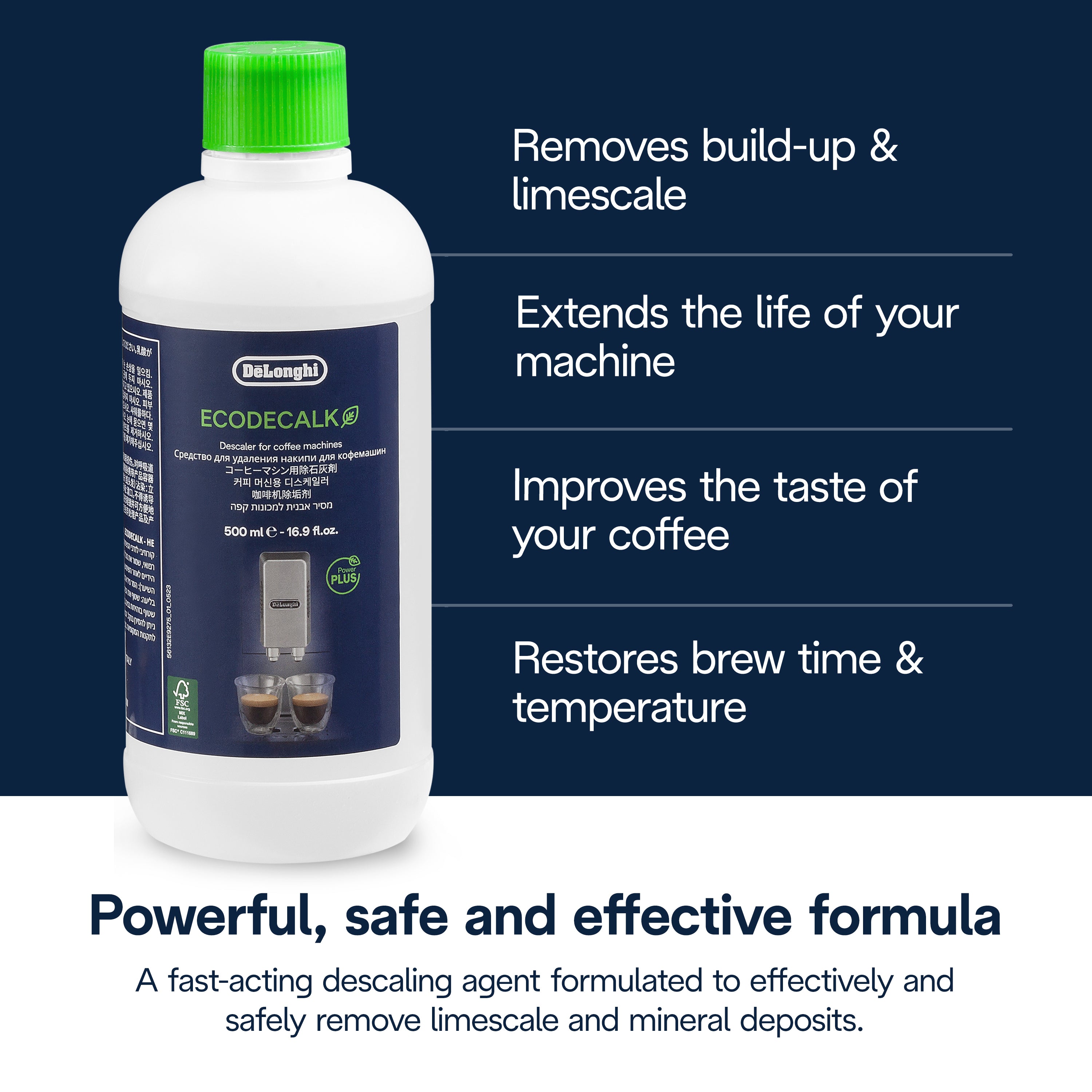 Détartrant Delonghi EcoDecalk pour machines à expresso et à café 500 ml DLSC500