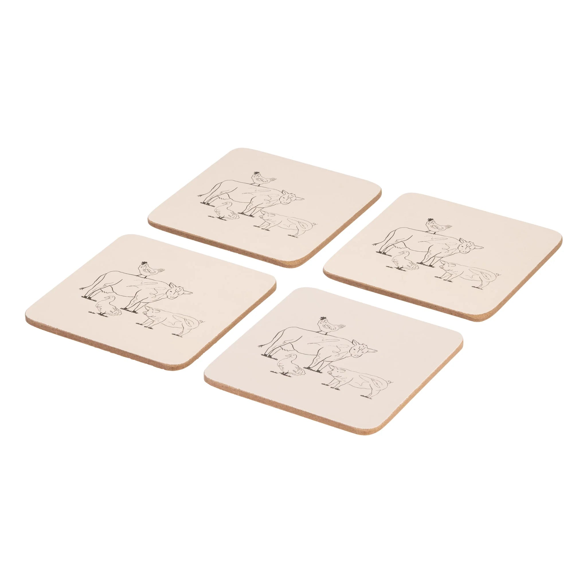 Sous-verres Woodbury Lane – Lot de 4 motifs animaux