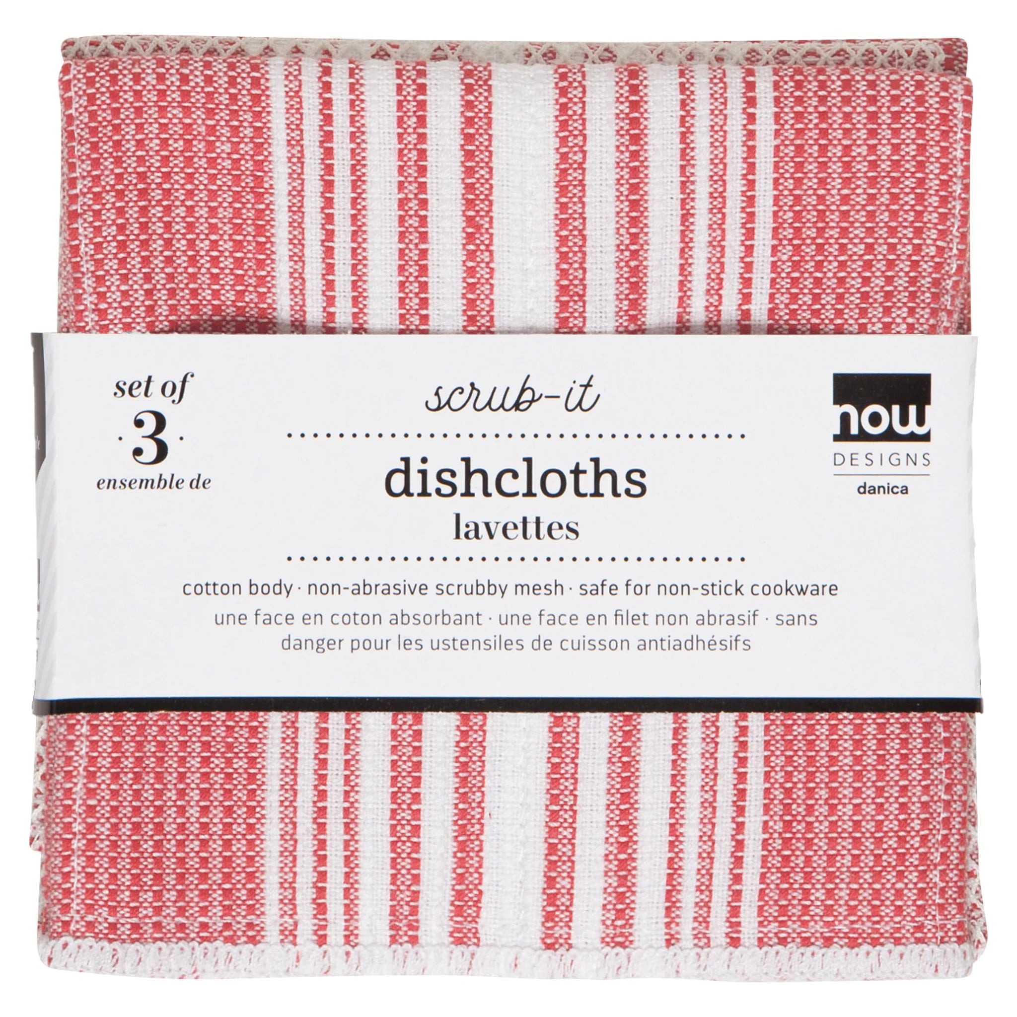 Torchons rouge Scrub-It de Now Designs by Danica – Lot de 3
