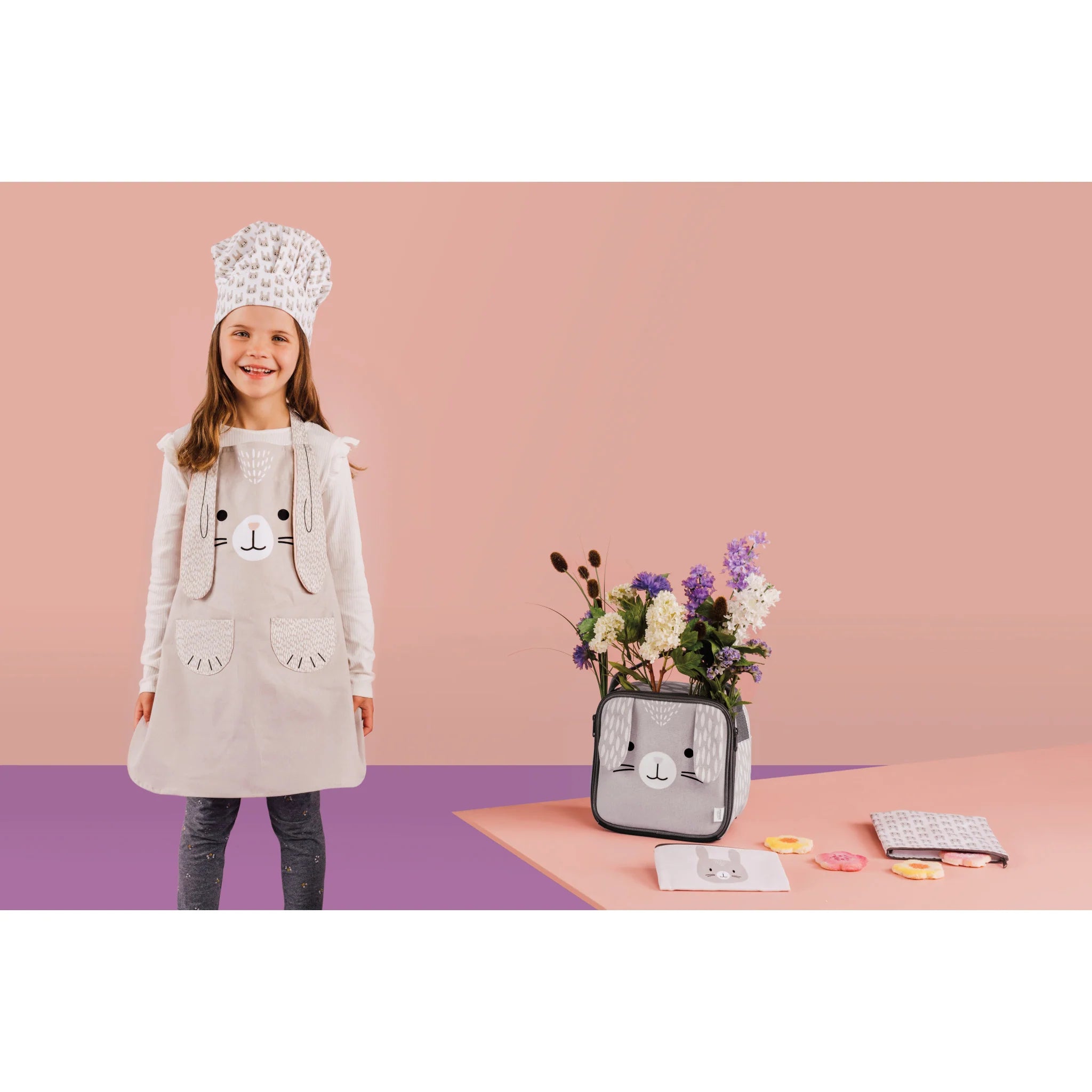 Ensemble tablier et toque de chef pour enfants Danica Bunny Daydream