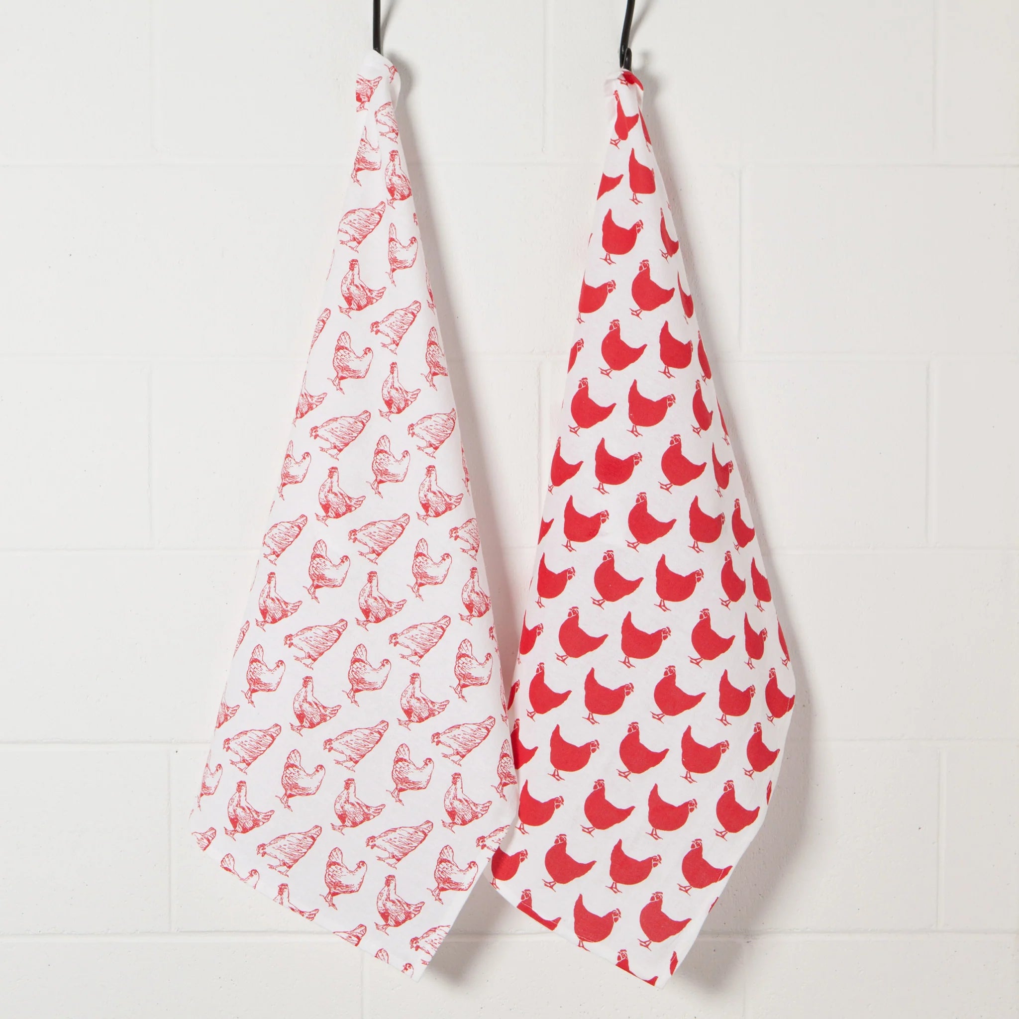 Now Designs by Danica Torchons de cuisine en tissu éponge rouges imprimés poulets – Lot de 2