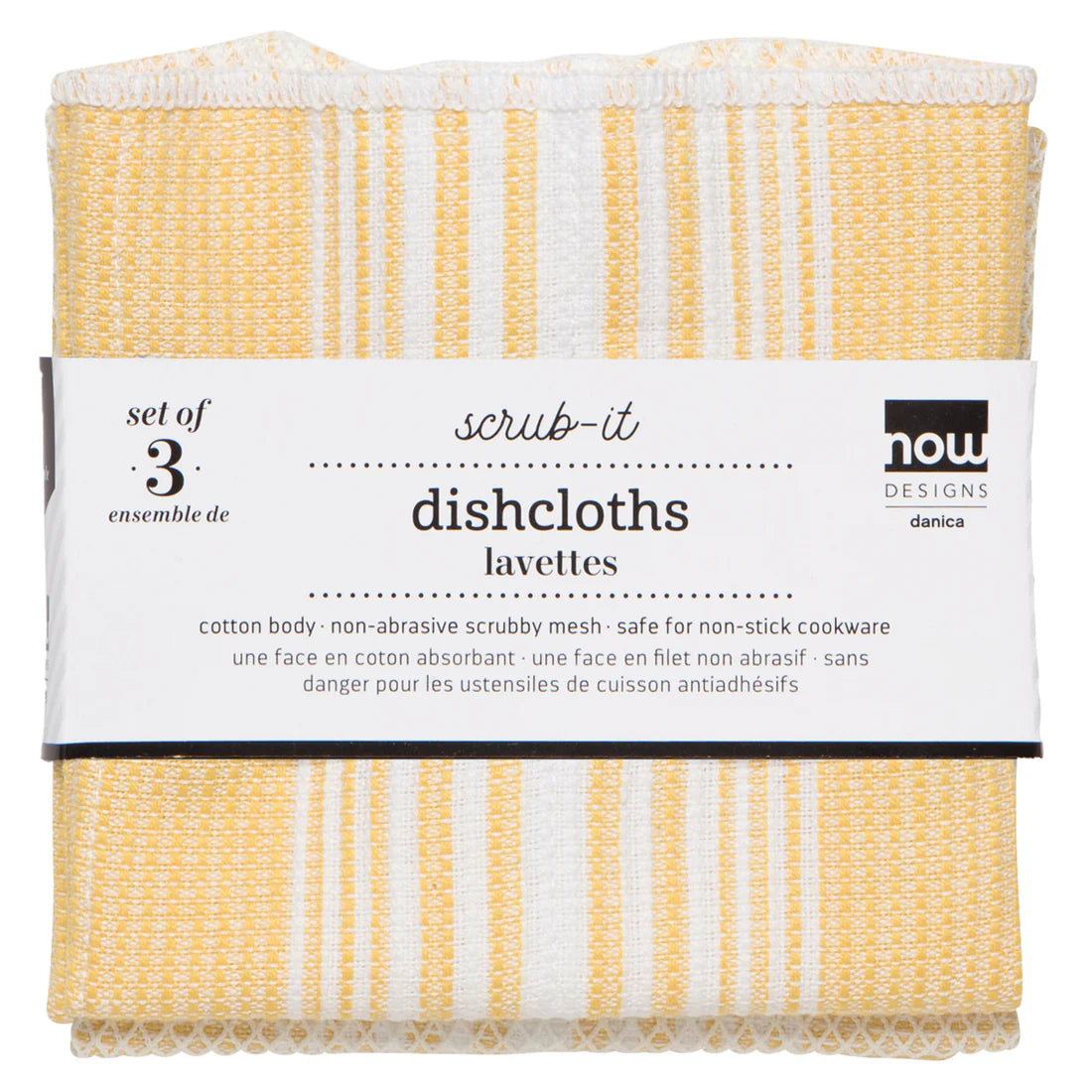 Now Designs by Danica Chiffons de vaisselle citron jaune Scrub-It – Lot de 3
