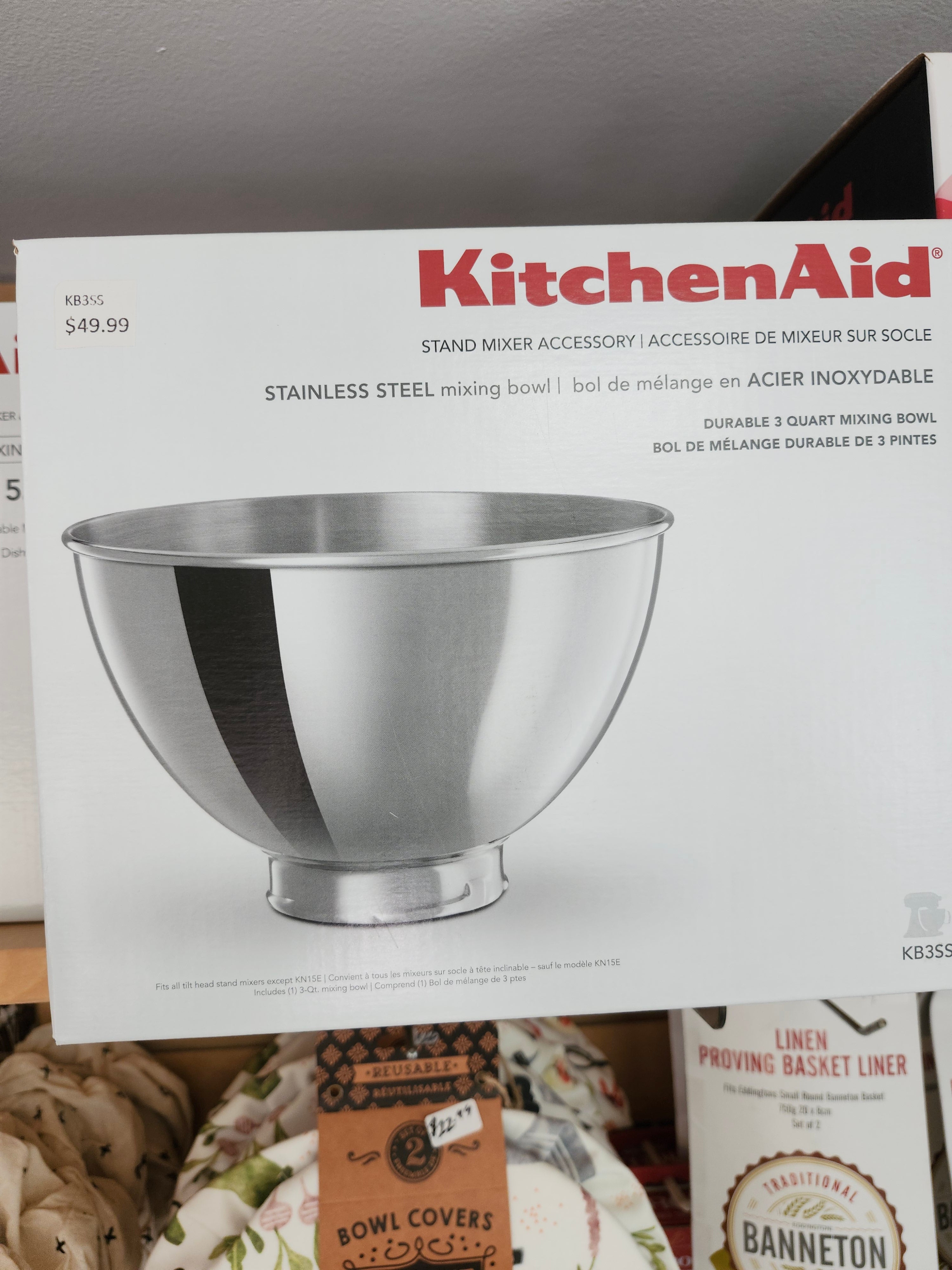 Bol en acier inoxydable poli de 3 pintes de KitchenAid